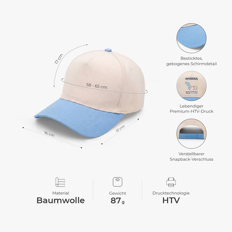 [3D-Optik] Papasaurus Mamasaurus - Personalisiertes Geschenk | Baseball Cap Papa Mama Dino