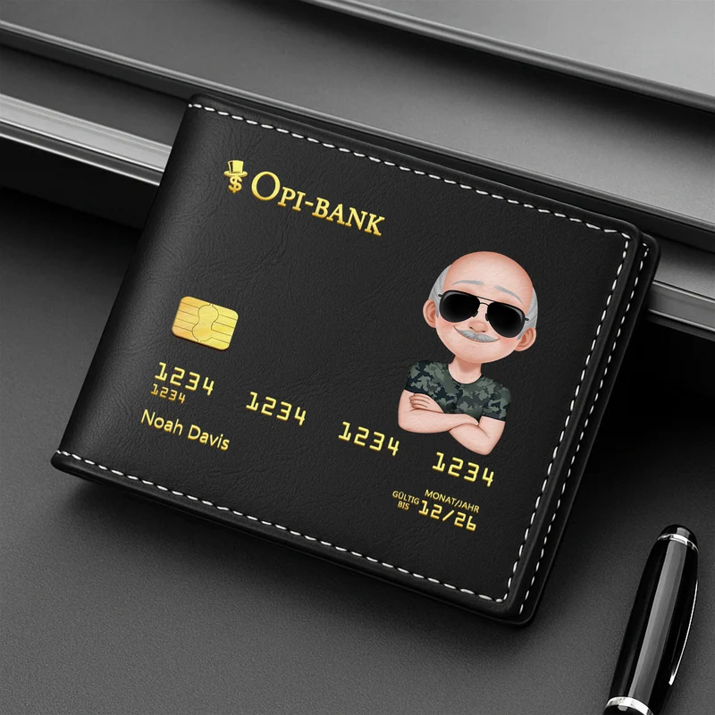 [3D-Optik] Papa-Bank - Personalisierte Geschenke Herren | Portemonnaie Papa/Opa