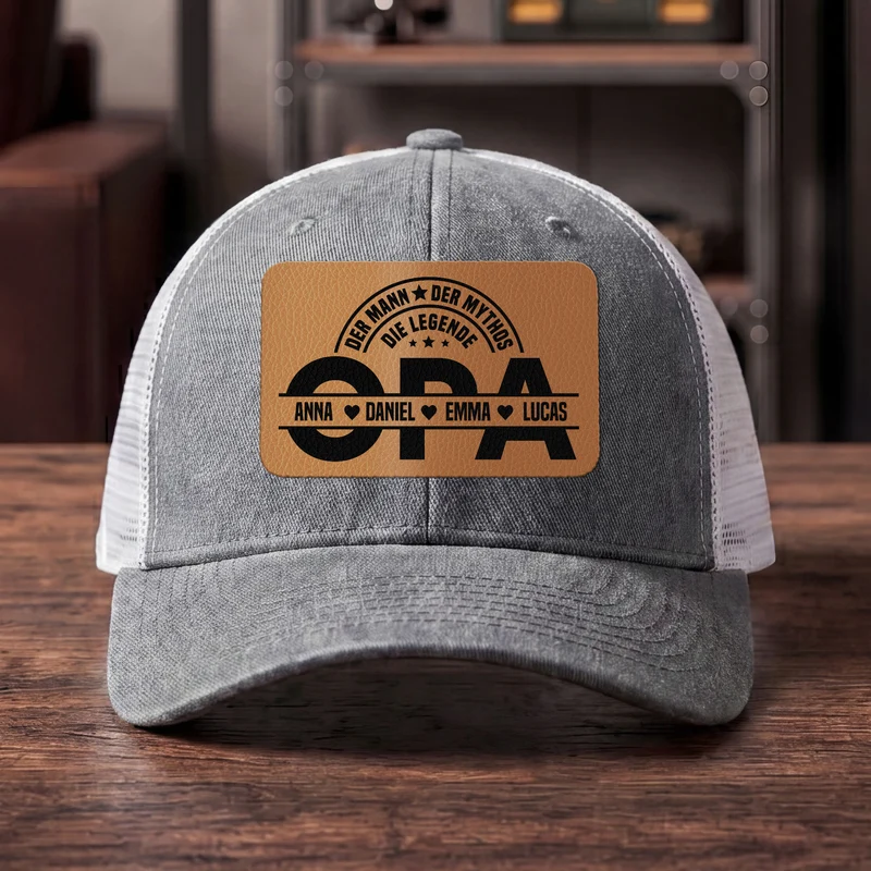 Der Mann Der Mythos Die Legende - Personalisiertes Geschenk | Cap Mit Lederpatch Opa Papa