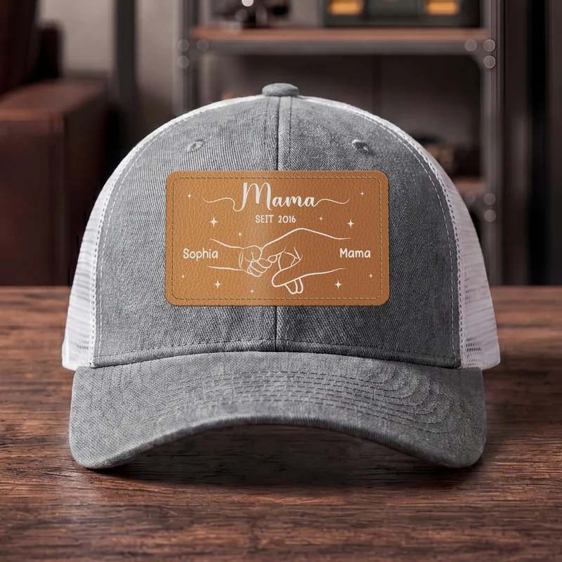 Mama Papa Seit - Personalisiertes Geschenk | Cap Mit Lederpatch