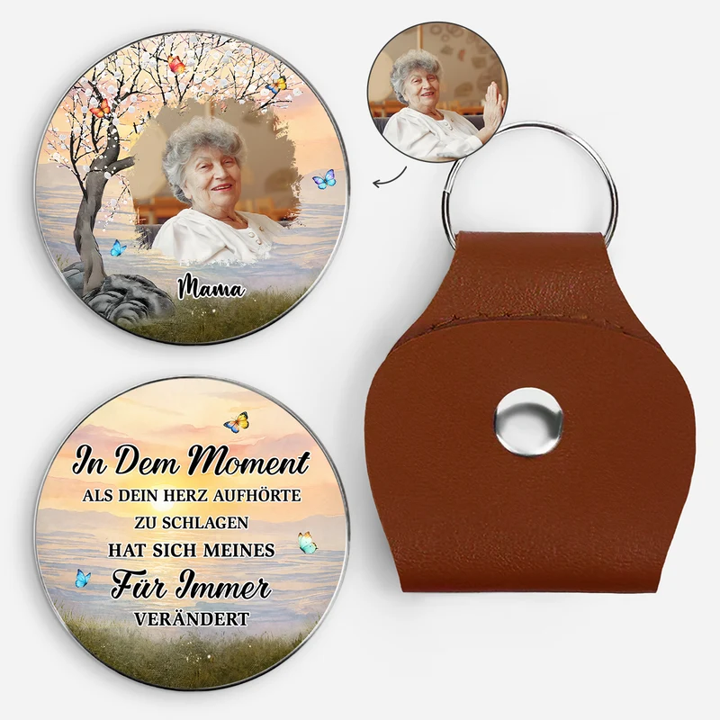 In Dem Moment Als Dein Herz Aufhörte Zu Schlagen - Personalisierte Trauergeschenk | Pocket Hug Schlüsselanhänger Foto Papa Mama
