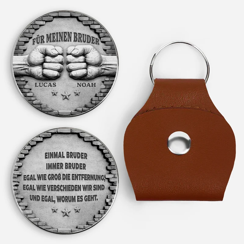 Einmal Bruder Immer Bruder - Personalisiertes Geschenk | Pocket Hug Schlüsselanhänger Freunde Mauerziegel