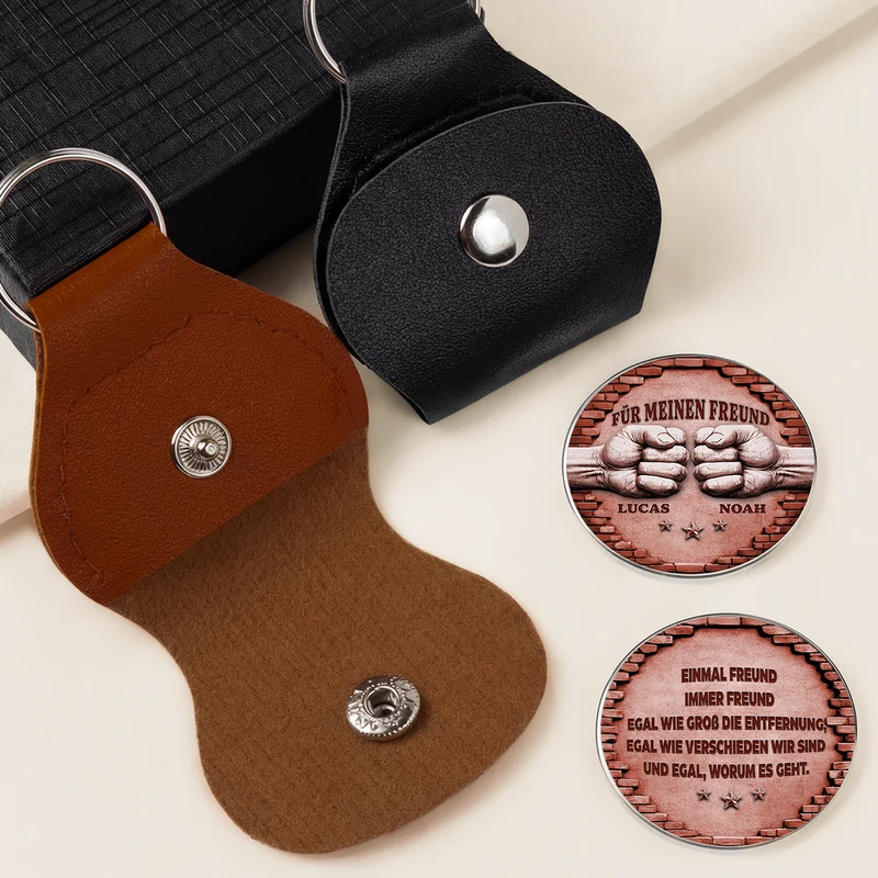 Einmal Bruder Immer Bruder - Personalisiertes Geschenk | Pocket Hug Schlüsselanhänger Freunde Mauerziegel