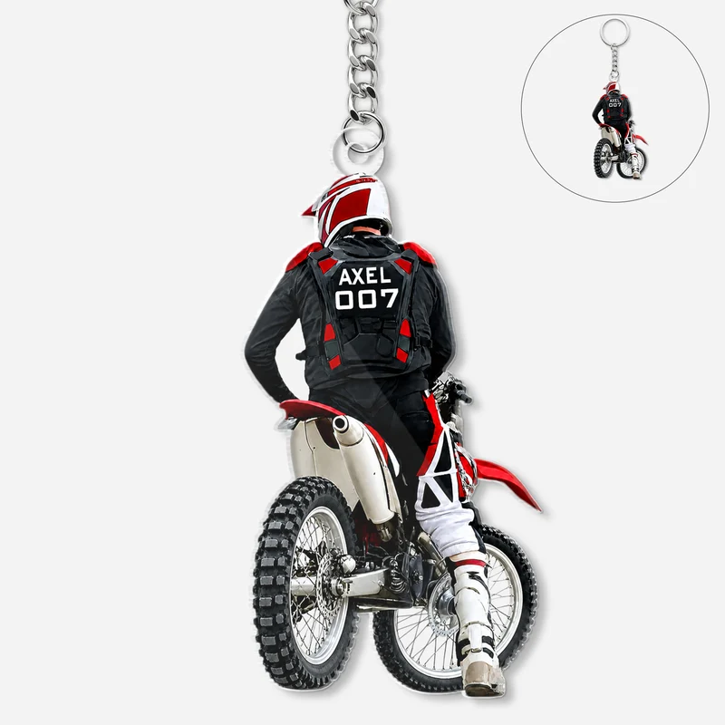 [3D-Optik] Motocross Dirt Bike - Personalisiertes Geschenk | Acryl Schlüsselanhänger