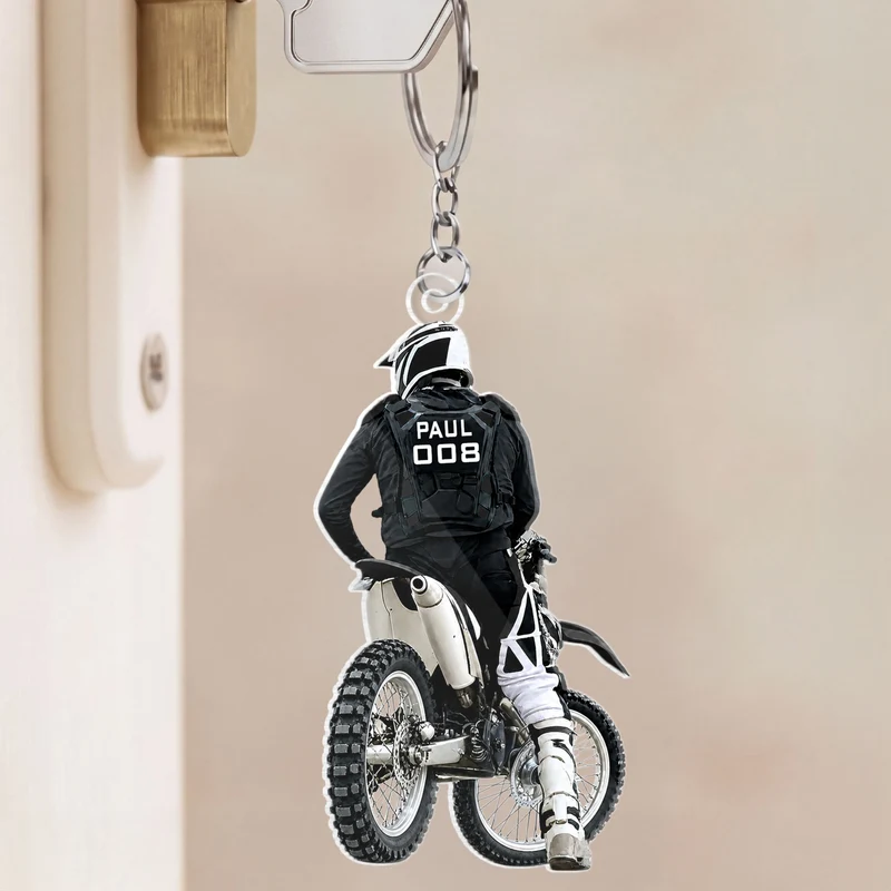 [3D-Optik] Motocross Dirt Bike - Personalisiertes Geschenk | Acryl Schlüsselanhänger