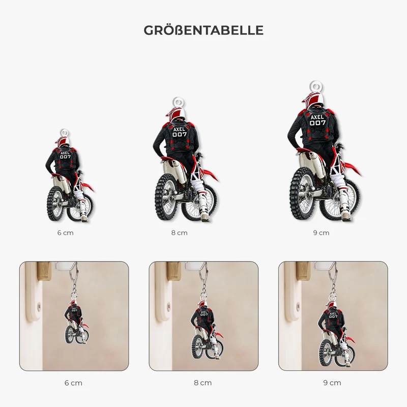[3D-Optik] Motocross Dirt Bike - Personalisiertes Geschenk | Acryl Schlüsselanhänger