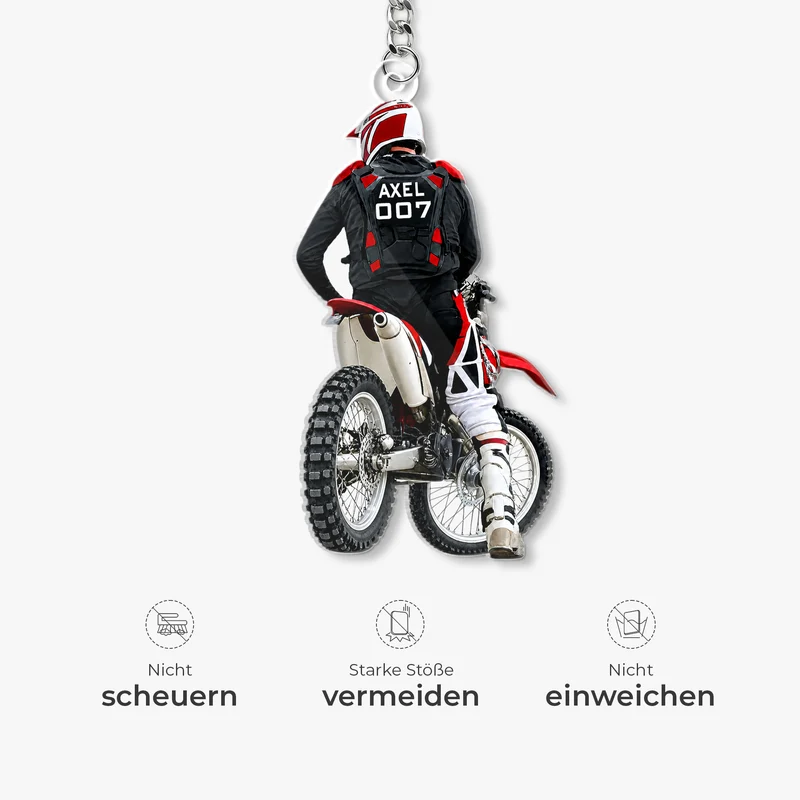 [3D-Optik] Motocross Dirt Bike - Personalisiertes Geschenk | Acryl Schlüsselanhänger