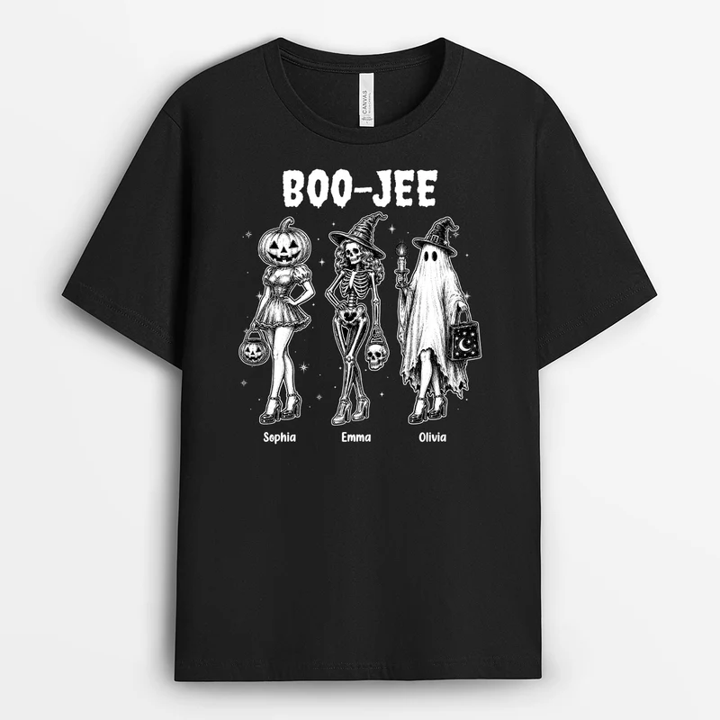 Boo-Jee - Personalisierte Geschenke Beste Freundin | T Shirt Halloween Schwarz