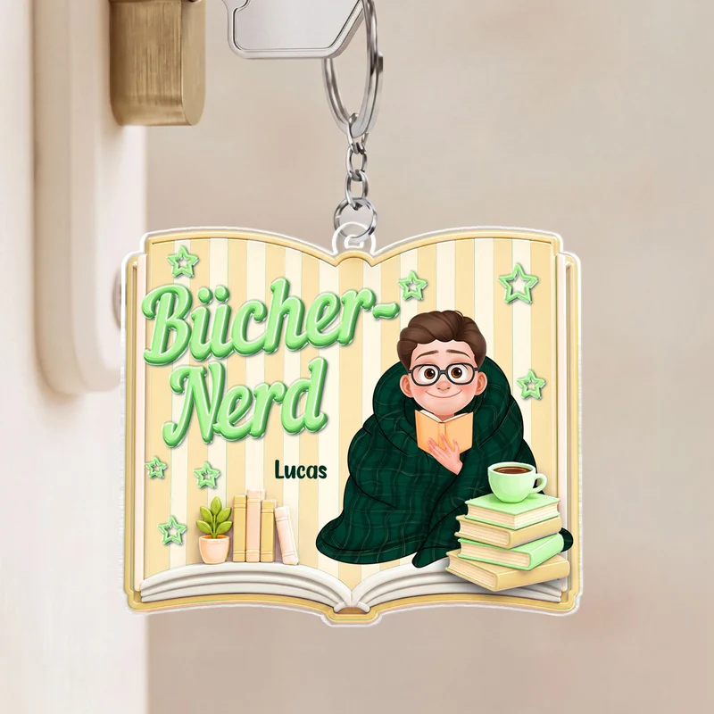 [3D-Optik] Bücherliebhaberin - Personalisierte Geschenke Für Leseratten Frauen Männer | Acryl Schlüsselanhänger