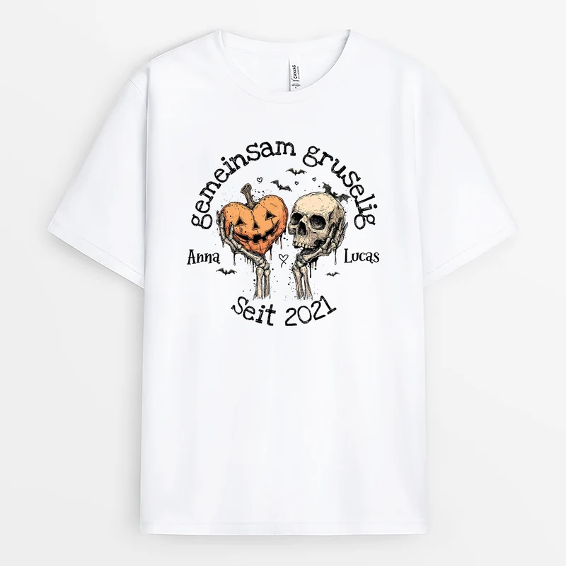 Für Immer Gruselig Wir Zwei - Personalisiertes Geschenk | Partner T Shirt Halloween Weiß