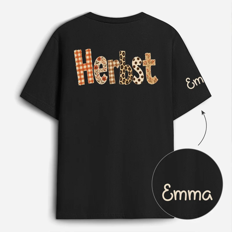 Herbst - Personalisiertes Geschenk | T-Shirt Mit Rücken- Und Ärmelprint Männer Frauen