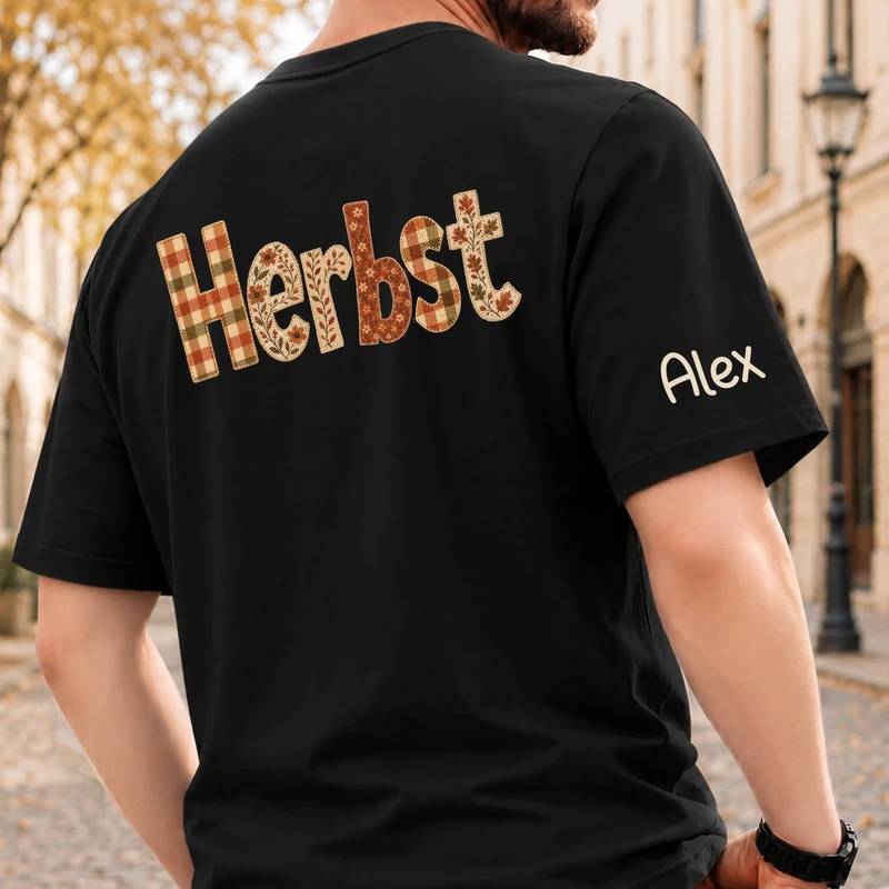 Herbst - Personalisiertes Geschenk | T-Shirt Mit Rücken- Und Ärmelprint Männer Frauen