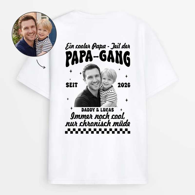 Ein Cooler Papa Teil Der Papa-Gang - Personalisierte Geschenke Lustig | T-Shirts Mit Rückenprint Herren
