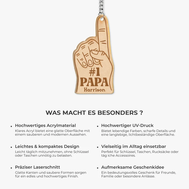 [3D-Optik] #1 Papa Opa - Personalisiertes Geschenk | Acryl Schlüsselanhänger