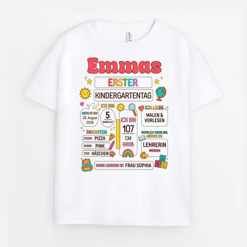 Erster Kindergartentag - Personalisiertes Geschenk | T Shirts Kinder