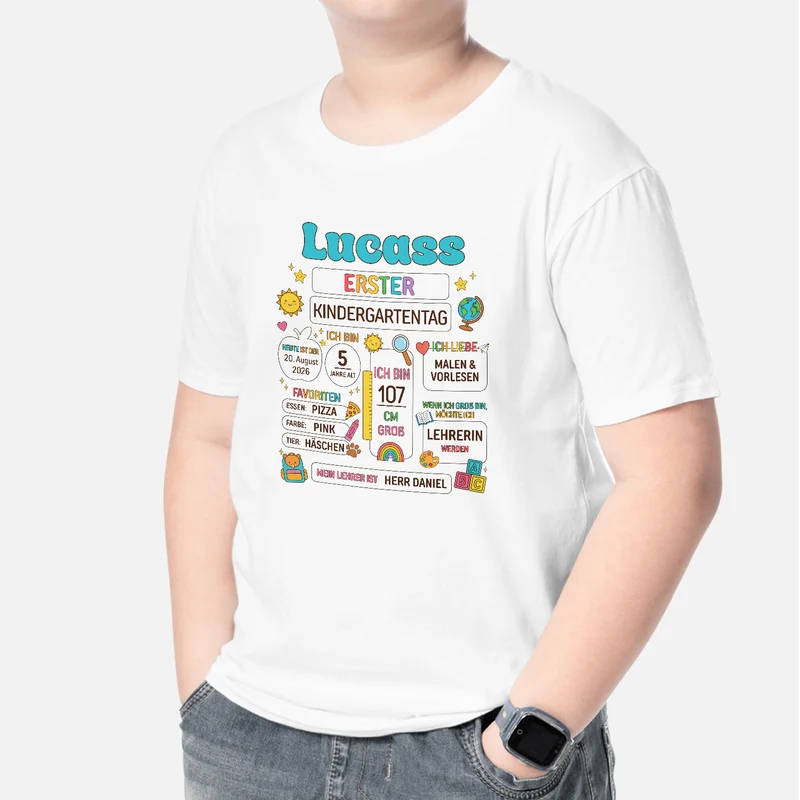 Erster Kindergartentag - Personalisiertes Geschenk | T Shirts Kinder