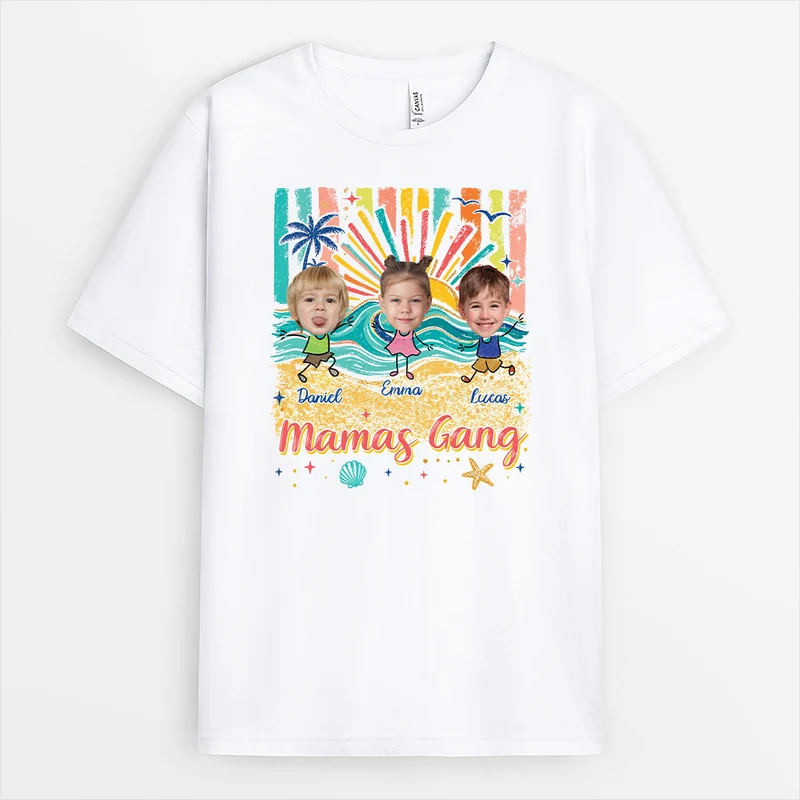 Mamas Gang - Personalisiertes Geschenk | Sommer T Shirt Gesicht Papa Mama