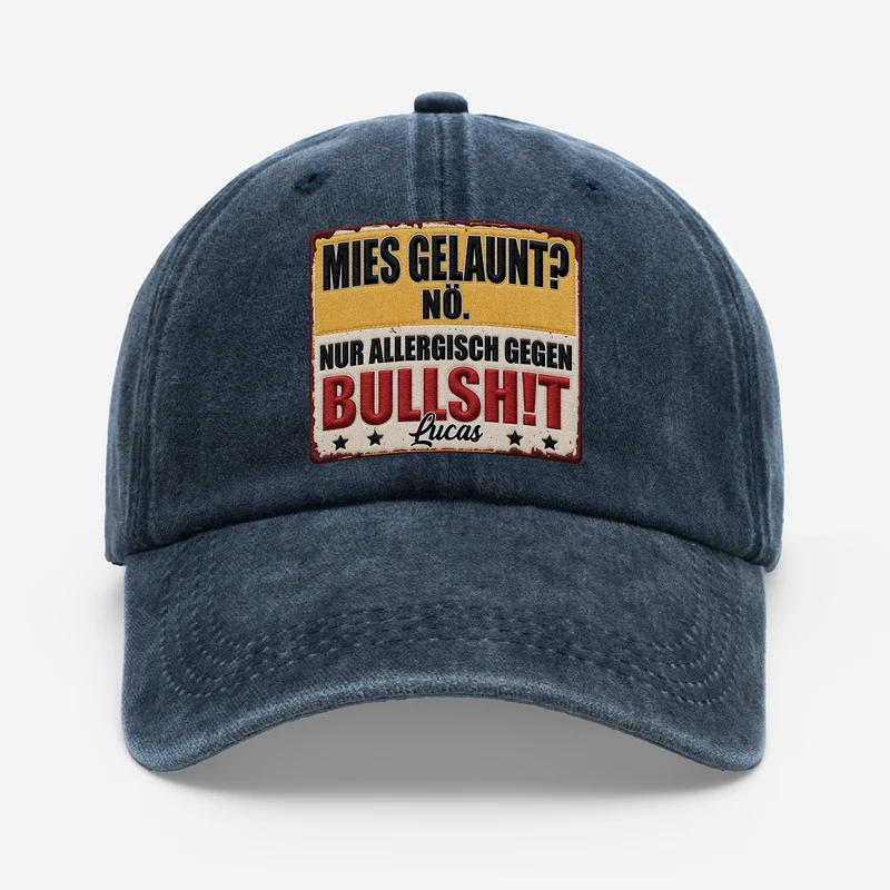 [3D-Optik] Mies Gelaunt Nö Nur Allergisch Gegen Bullshit - Personalisierte Geschenke Lustig | Washed Cap