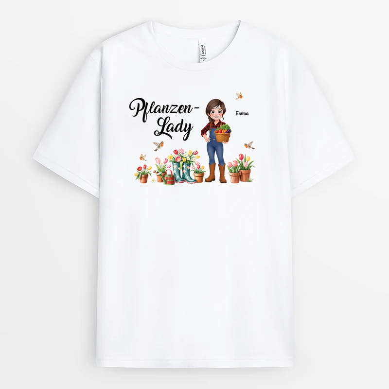 Pflanzen-Lady - Personalisiertes Geschenk Garten | T Shirts Damen Männer Weiß
