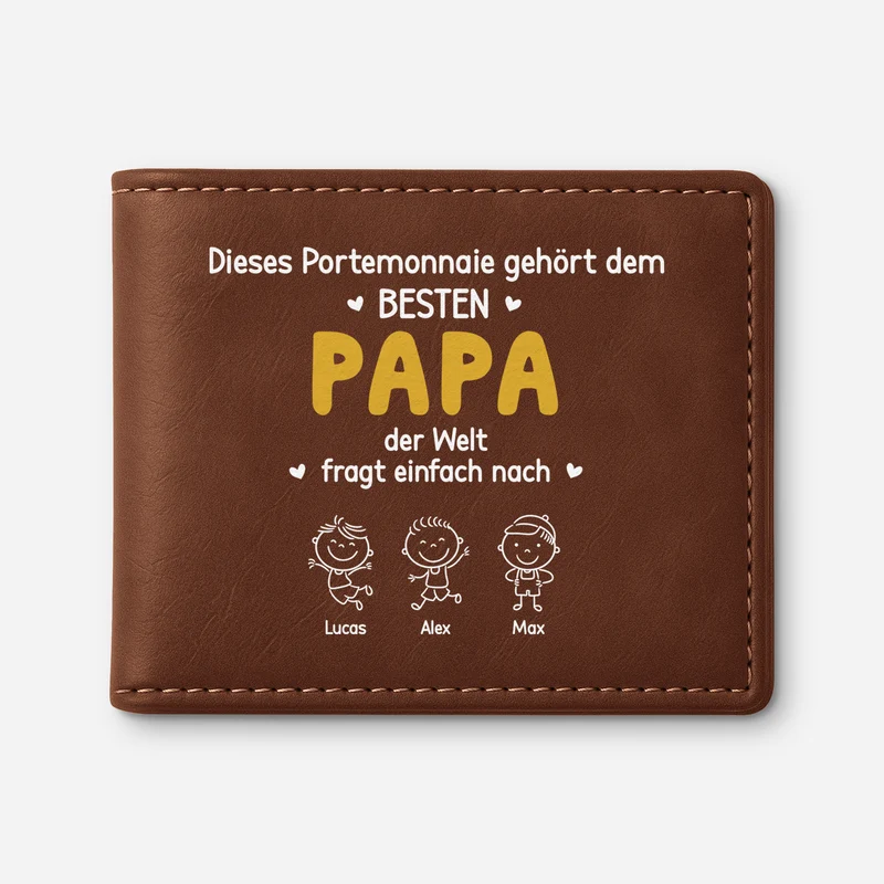 Dieses Portemonnaie Gehört Dem Besten Papa Der Welt - Personalisiertes Geschenk | Leder Portemonnaie Herren Papa Opa