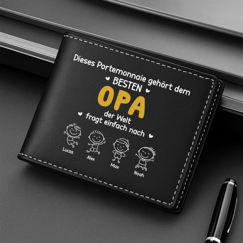 Dieses Portemonnaie Gehört Dem Besten Papa Der Welt - Personalisiertes Geschenk | Leder Portemonnaie Herren Papa Opa