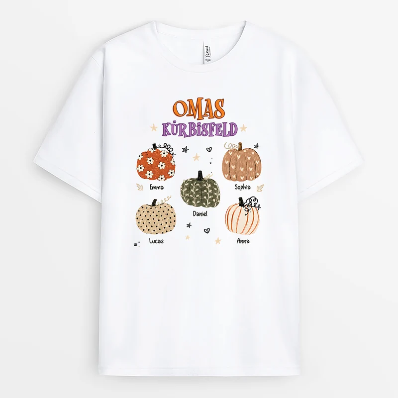 Kürbisse Mama Oma - Personalisiertes Geschenk | Garten T Shirt Halloween Weiß