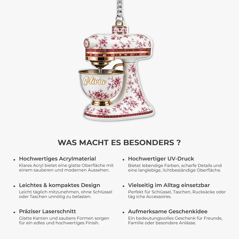 [3D-Optik] Rührgerät Küche - Personalisierte Geschenke Für Frauen | Acryl Schlüsselanhänger