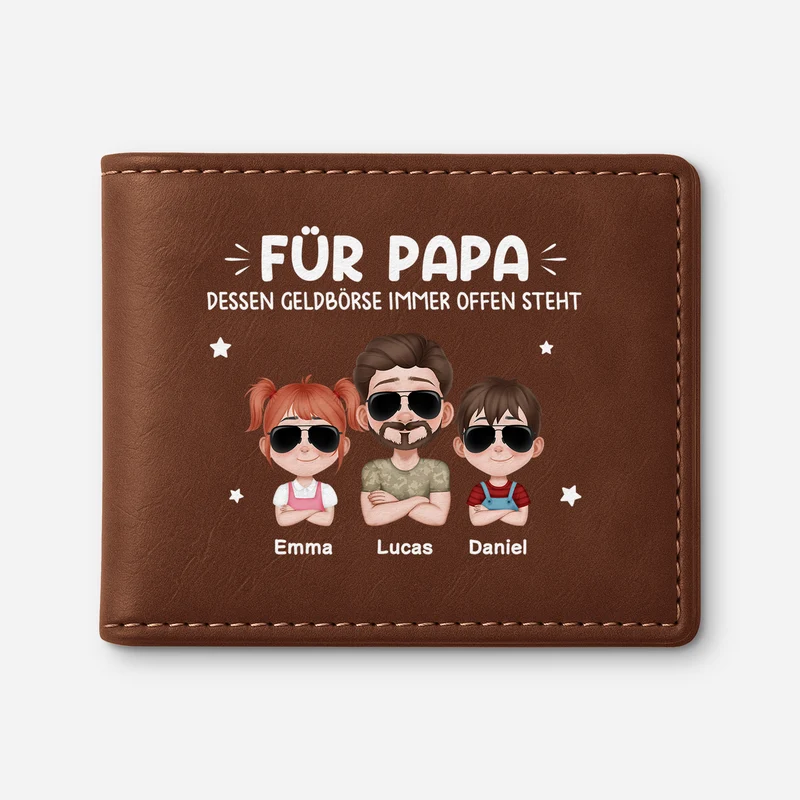 Für Papa Dessen Geldbörse Immer Offen Steht - Personalisiertes Geschenk | Portemonnaie Herren Papa Opa