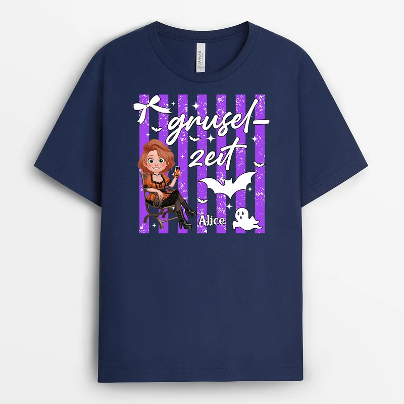 Gruselzeit - Personalisiertes Geschenk | Shirt Halloween Schwarz Cartoon