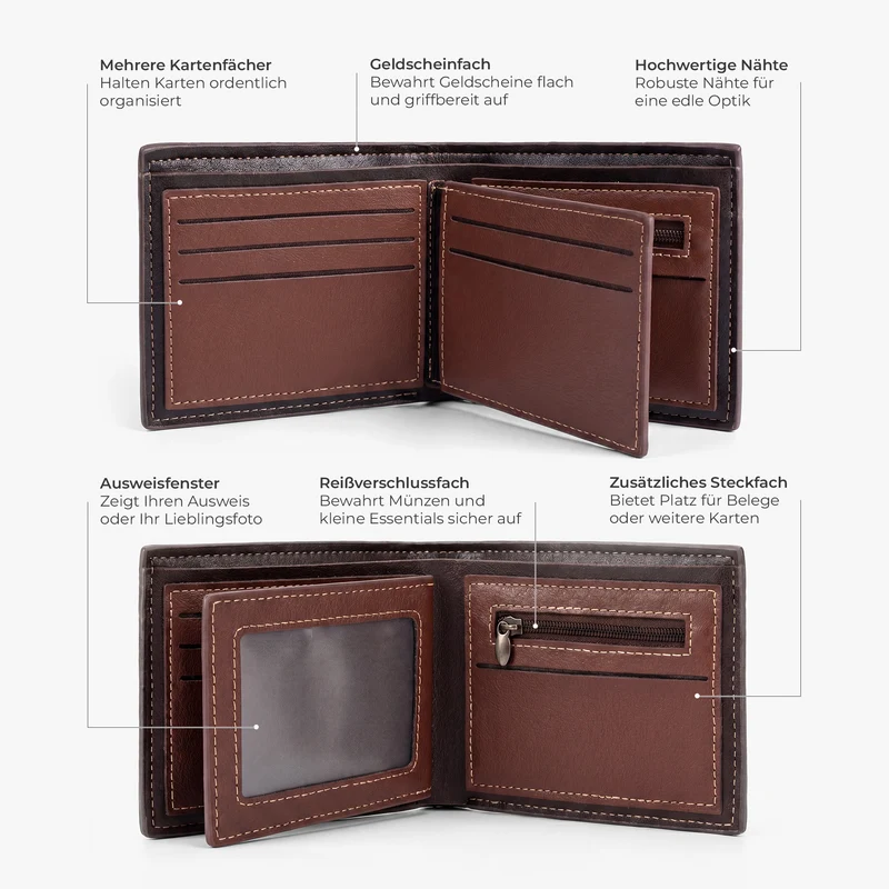 Ich Kann Kaum Erwarten Dich Wieder Zu Sehen - Personalisiertes Geschenk Werdender Papa | Premium Leder Portemonnaie Herren Ultraschallfoto Baby