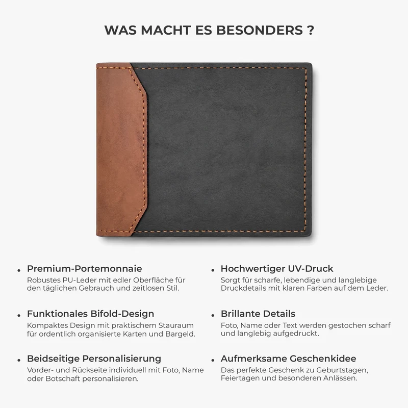 Ich Kann Kaum Erwarten Dich Wieder Zu Sehen - Personalisiertes Geschenk Werdender Papa | Premium Leder Portemonnaie Herren Ultraschallfoto Baby