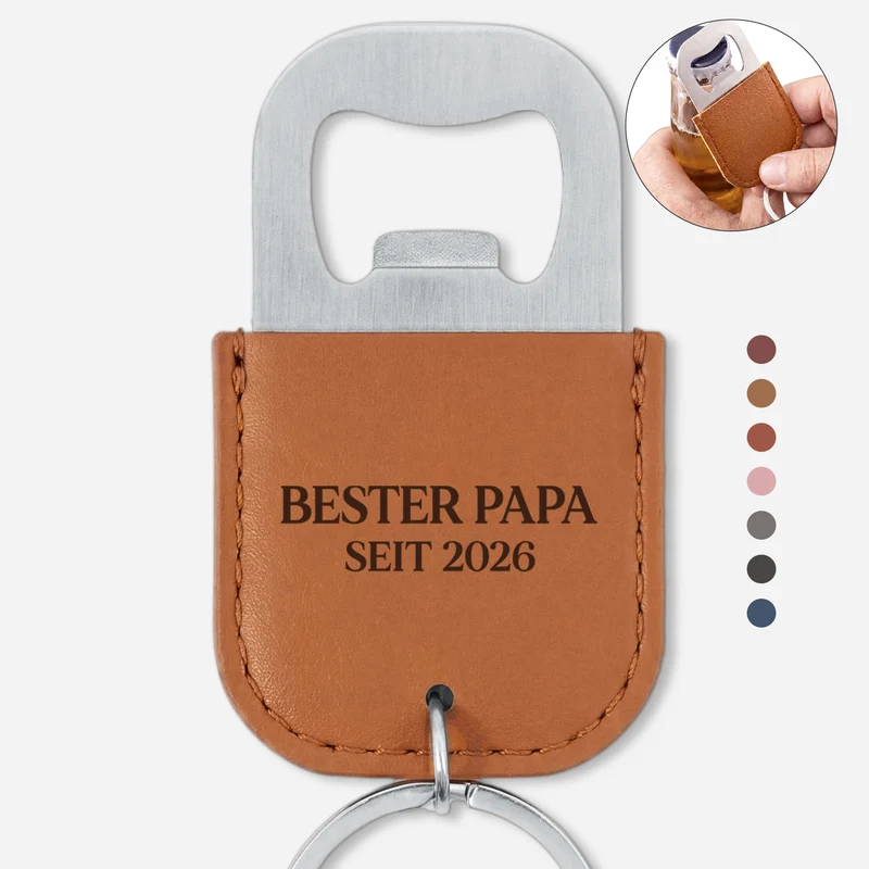 Bester Papa Seit - Personalisiertes Geschenk | Flaschenöffner Schlüsselanhänger Papa Opa