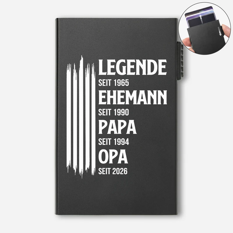Legende Ehemann Papa Opa - Personalisiertes Geschenk | Aluminium Kreditkartenetui Weiß