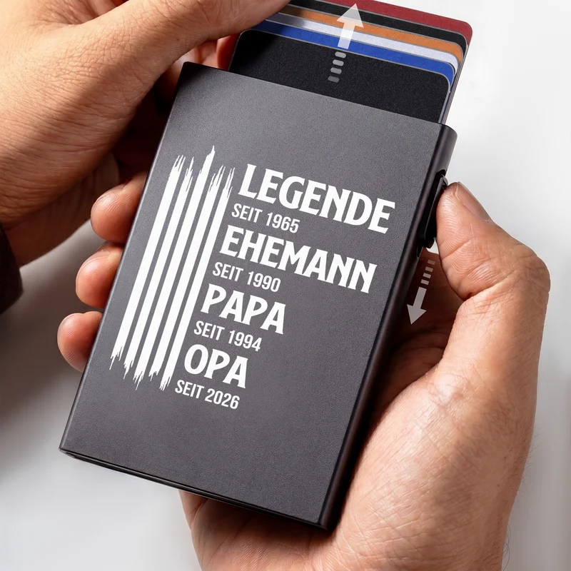 Legende Ehemann Papa Opa - Personalisiertes Geschenk | Aluminium Kreditkartenetui Weiß