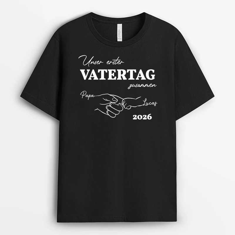 Unser Erster Vatertag Muttertag Zusammen - Personalisiertes Geschenk | Mama Papa Shirt Lineart