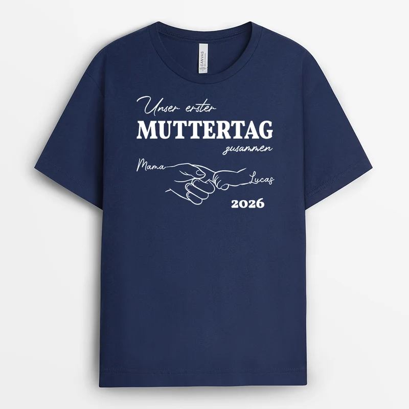 Unser Erster Vatertag Muttertag Zusammen - Personalisiertes Geschenk | Mama Papa Shirt Lineart