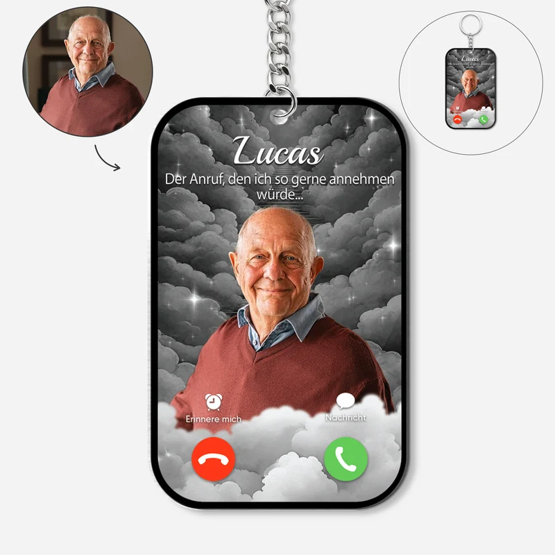 [3D-Optik] Der Anruf Den Ich So Gerne Annehmen Würde - Personalisierte Trauergeschenke | Acryl Schlüsselanhänger Foto