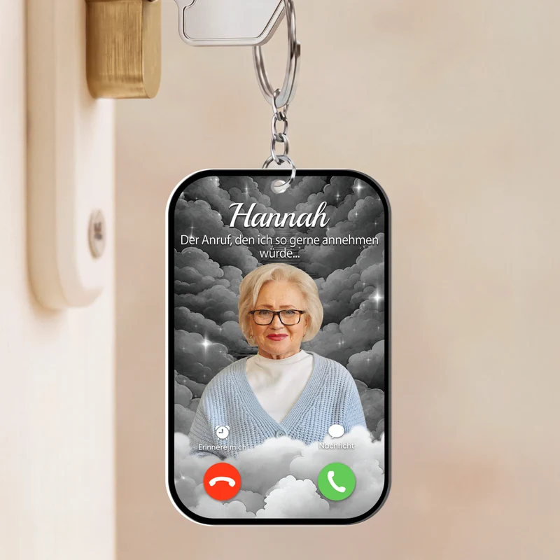 [3D-Optik] Der Anruf Den Ich So Gerne Annehmen Würde - Personalisierte Trauergeschenke | Acryl Schlüsselanhänger Foto