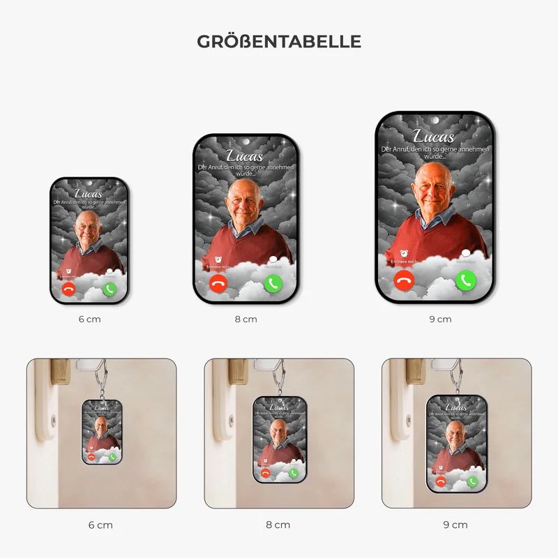 [3D-Optik] Der Anruf Den Ich So Gerne Annehmen Würde - Personalisierte Trauergeschenke | Acryl Schlüsselanhänger Foto