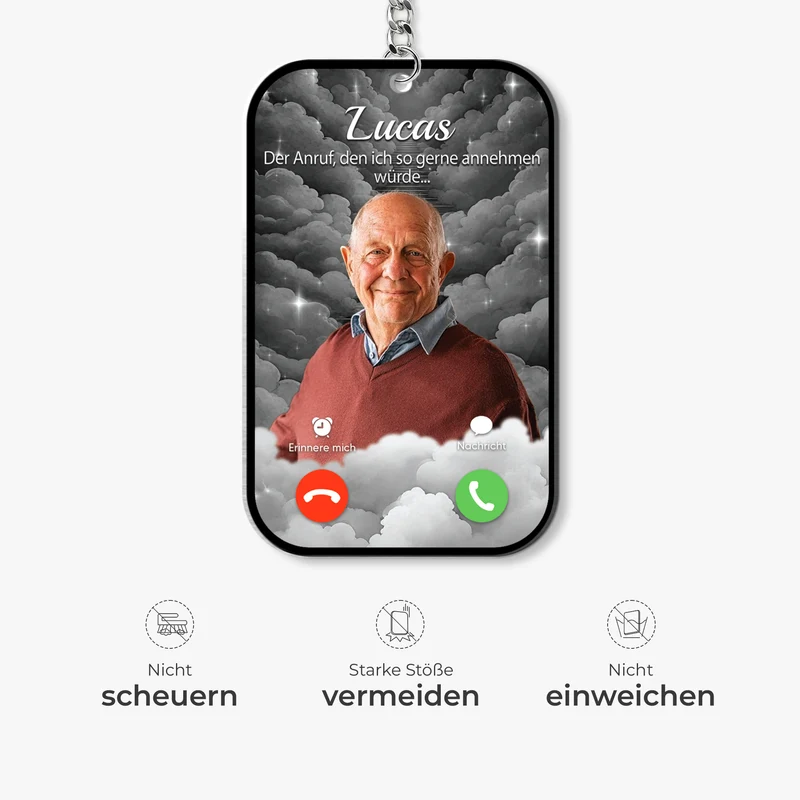 [3D-Optik] Der Anruf Den Ich So Gerne Annehmen Würde - Personalisierte Trauergeschenke | Acryl Schlüsselanhänger Foto