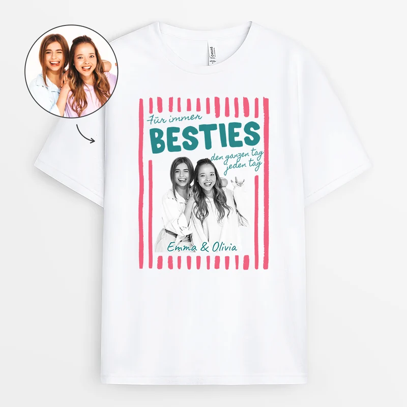 Für Immer BFF - Personalisierte Geschenke Beste Freundin | T Shirt Foto Weiß