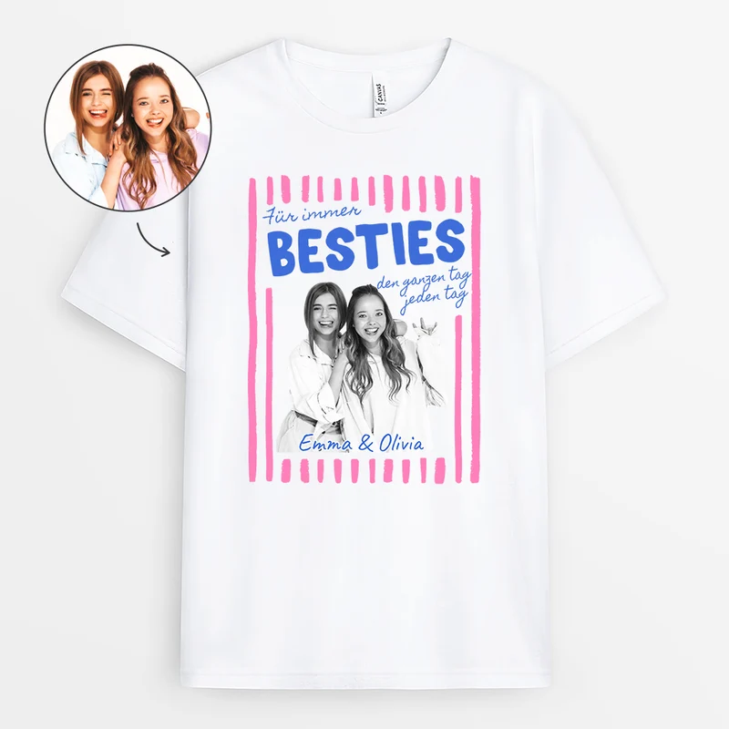 Für Immer BFF - Personalisierte Geschenke Beste Freundin | T Shirt Foto Weiß
