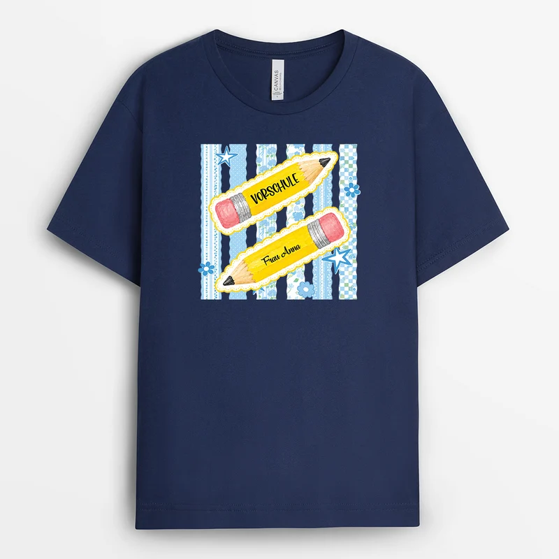 Kindergarten Geschenkschleife Bleistift - Personalisiertes Geschenk Lehrer | T Shirt Schwarz