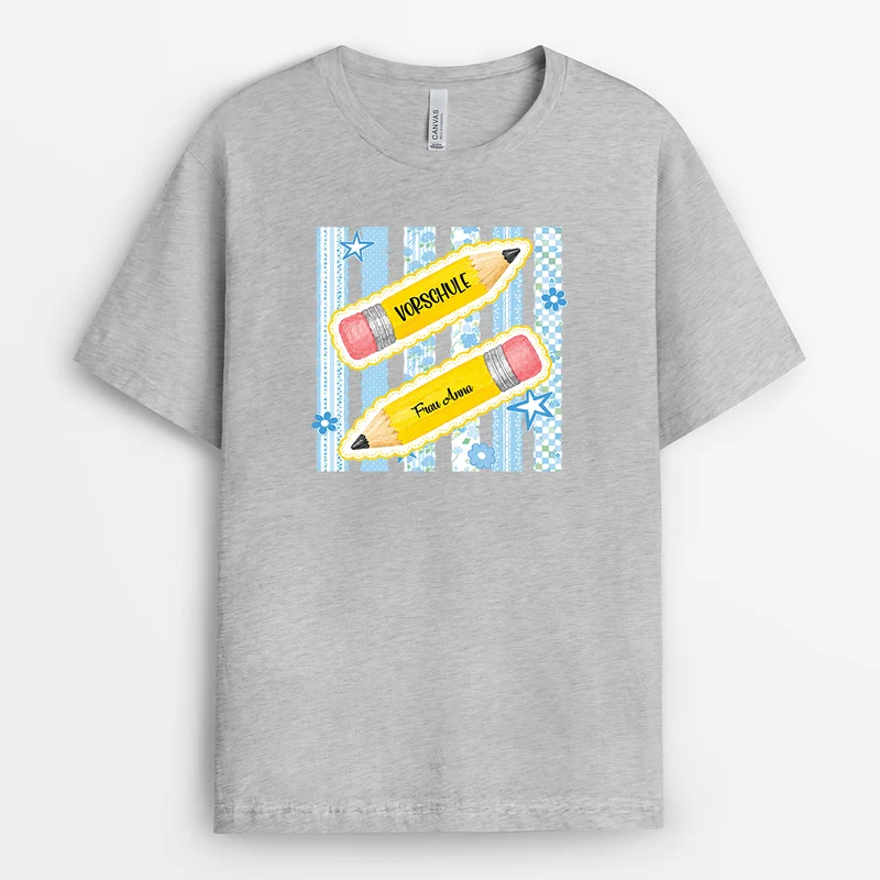 Kindergarten Geschenkschleife Bleistift - Personalisiertes Geschenk Lehrer | T Shirt Weiß