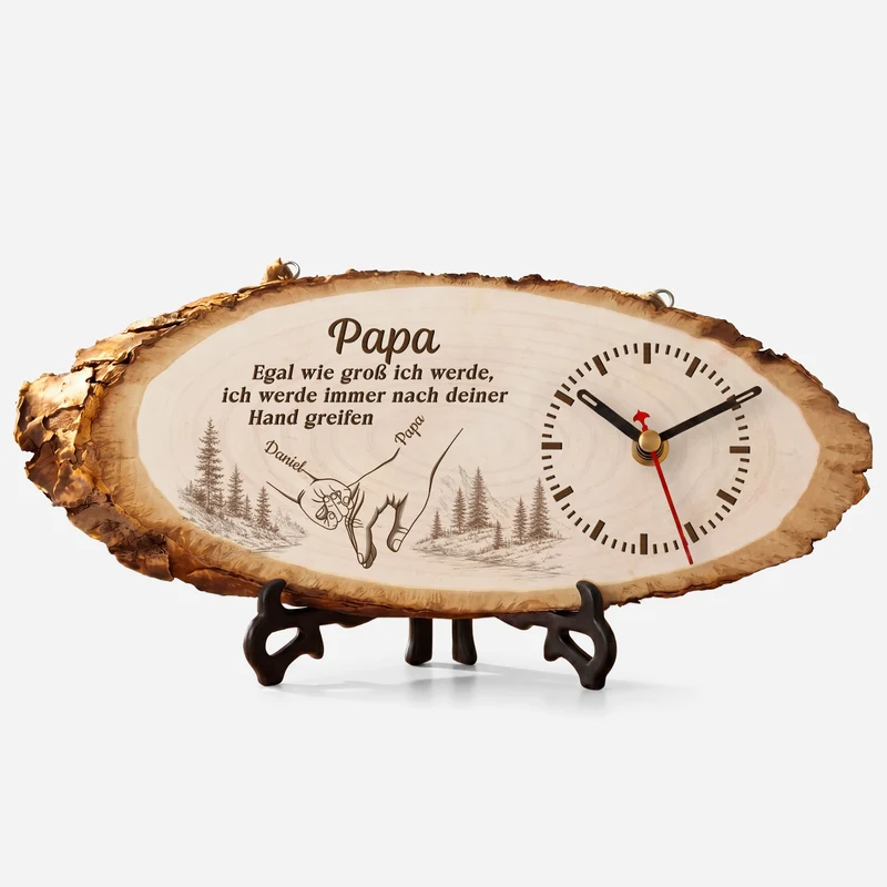 Egal Wie Groß Wir Werden - Personalisiertes Geschenk | Uhr Holzscheibe Papa Mama