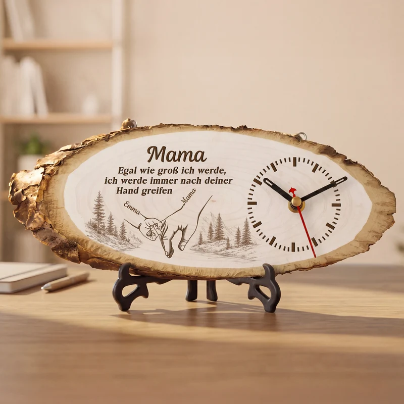 Egal Wie Groß Wir Werden - Personalisiertes Geschenk | Uhr Holzscheibe Papa Mama