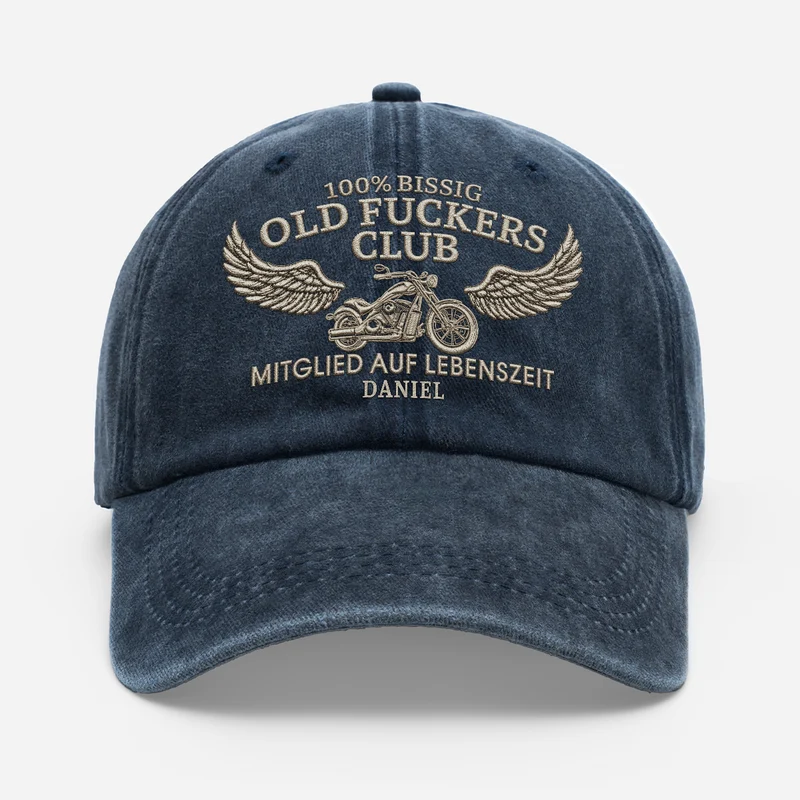 Old Fuckers Club - Personalisiertes Geschenk | Washed Cap Männer Lustig Motorrad