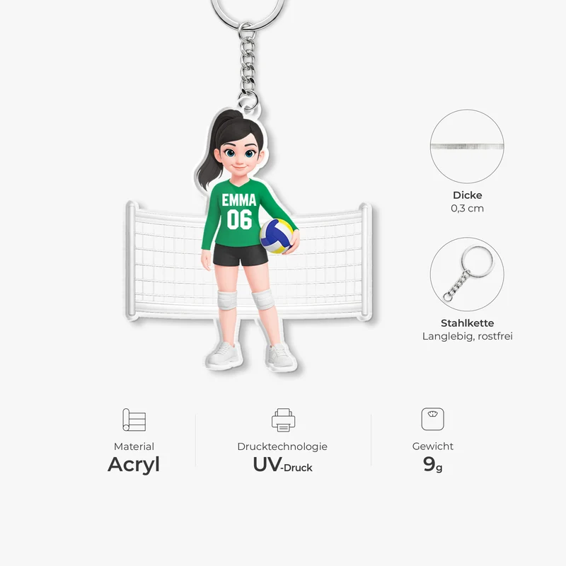 Volleyball - Personalisiertes Geschenk | Aluminium Schlüsselanhänger