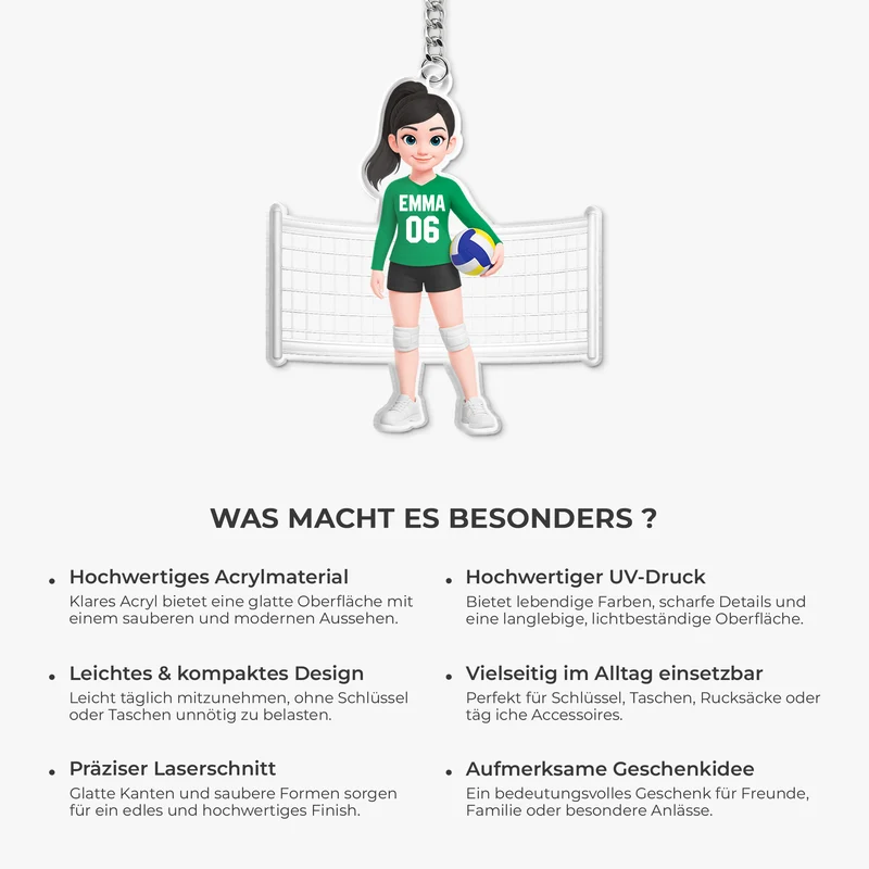 Volleyball - Personalisiertes Geschenk | Aluminium Schlüsselanhänger