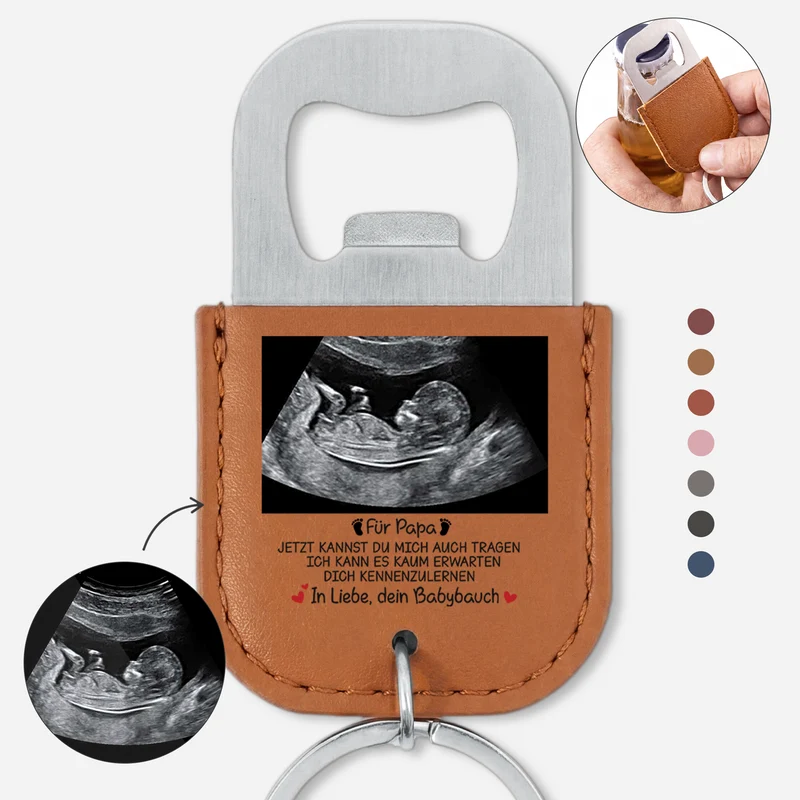 Ich Kann Kaum Erwarten Dich Wieder Zu Sehen - Personalisiertes Geschenk | Flaschenöffner Schlüsselanhänger Ultraschallbild Baby